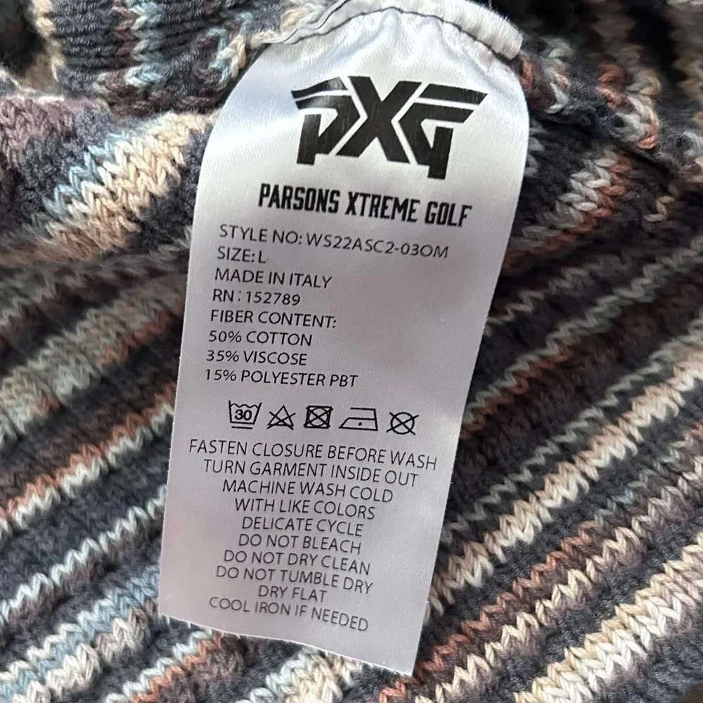 PXG Women’s Open Knit Striped Cardigan in Multi Gray Sz L